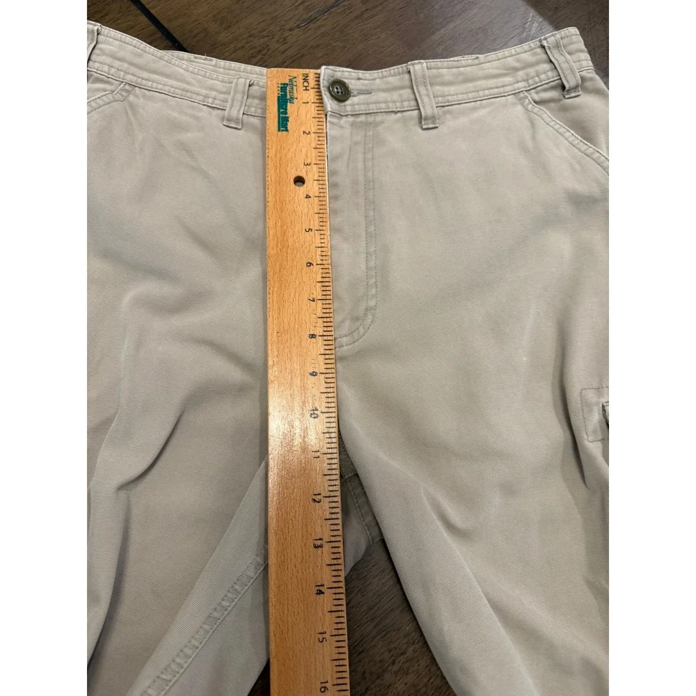 Alex Cannon Mens Khaki Cargo Shorts Size 32 Tan Cotton Twill Utility Pockets